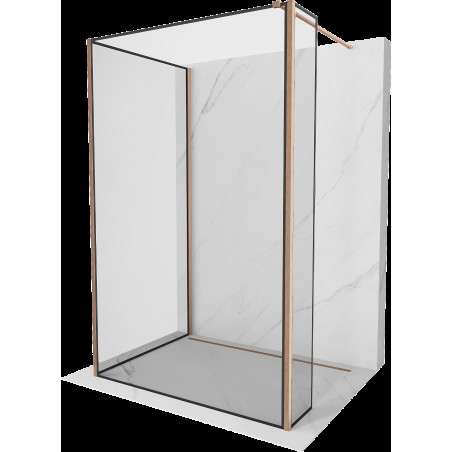 Mexen Kioto dušo siena Walk-in 120 x 110 x 40 cm, juodas raštas, šlifuotas varis - 800-120-110-221-65-70-040