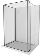 Mexen Kioto dušo sienelė Walk-in 140 x 120 x 40 cm, juodas rėmelis, šlifuotas varis - 800-140-120-221-65-70-040