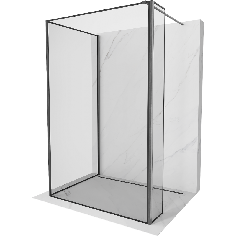 Mexen Kioto dušo sienelė Walk-in 100 x 90 x 30 cm, juodas raštas, ginklų pilka šlifuota - 800-100-090-221-66-70-030