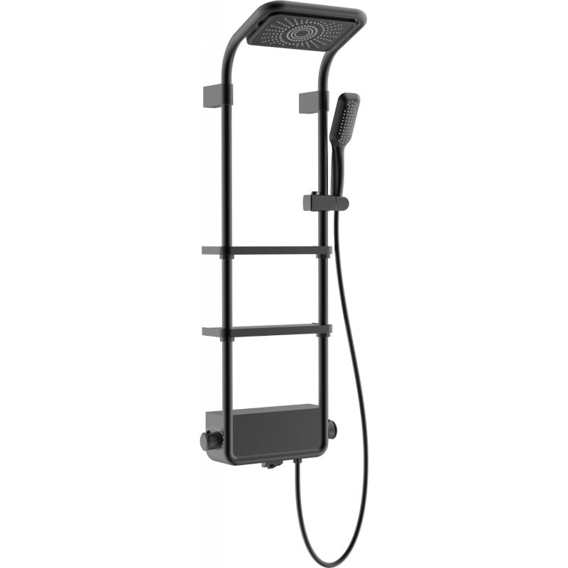 Mexen Dazz virštinkinis dušo komplektas su lietaus dušu ir maišytuvu, juodas- 78107-70