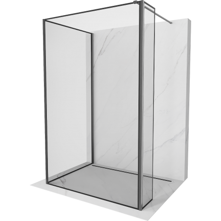 Mexen Kioto dušo sienelė Walk-in 140 x 120 x 40 cm, juodas raštas, gun gray šlifuotas - 800-140-120-221-66-70-040