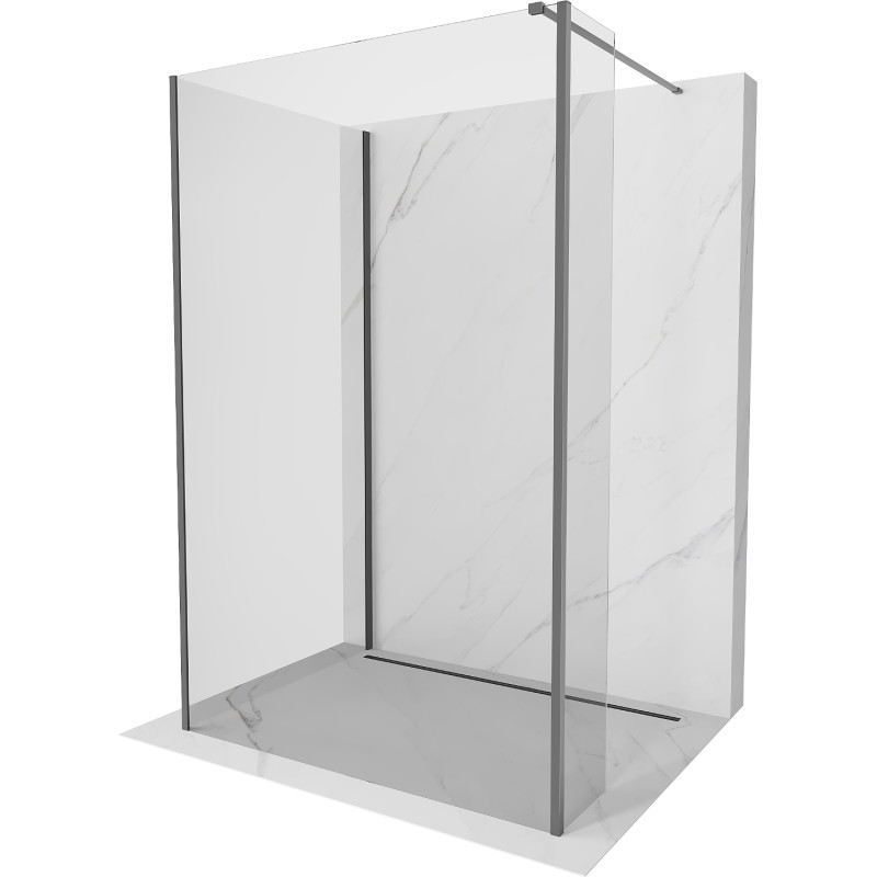 Mexen Kioto dušo pertvara Walk-in 125 x 80 x 30 cm, skaidri, gun metal - 800-125-080-221-95-00-030