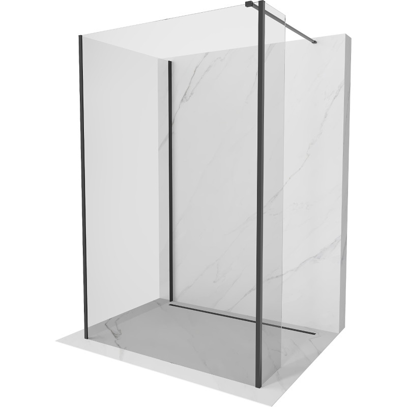 Mexen Kioto dušo sienelė "Walk-in" 125 x 90 x 40 cm, permatoma, juoda - 800-125-090-221-70-00-040