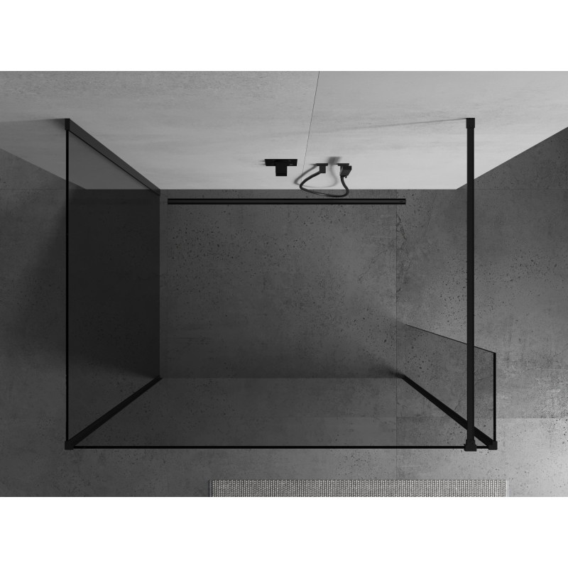 Mexen Kioto dušo sienelė "Walk-in" 125 x 90 x 40 cm, permatoma, juoda - 800-125-090-221-70-00-040