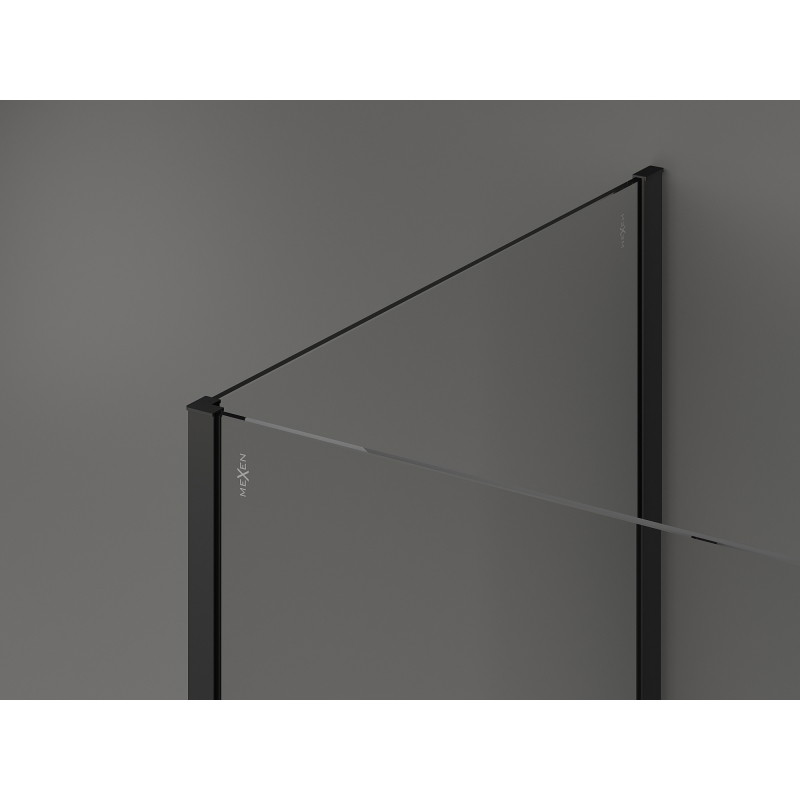 Mexen Kioto dušo sienelė "Walk-in" 125 x 90 x 40 cm, permatoma, juoda - 800-125-090-221-70-00-040