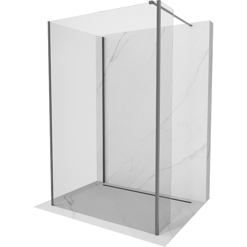 Mexen Kioto Walk-in dušo stiklas 120 x 110 x 30 cm, skaidrus, gun metal - 800-120-110-221-95-00-030