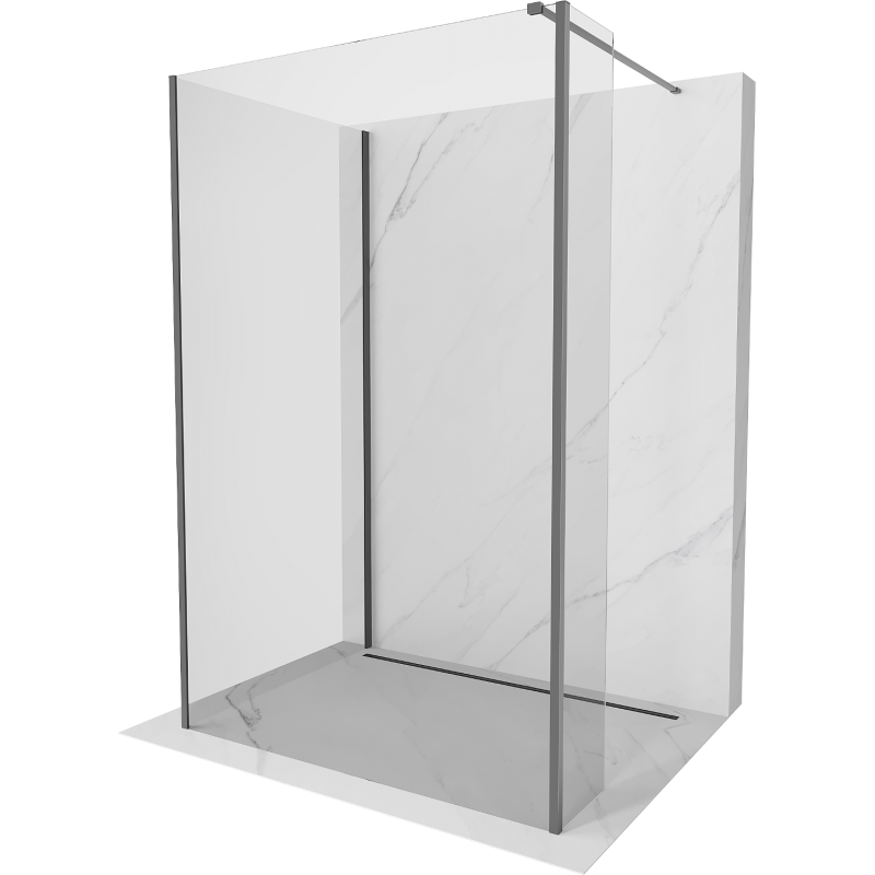 Mexen Kioto Walk-in dušo sienelė 120 x 80 x 40 cm, skaidri, gun metal - 800-120-080-221-95-00-040