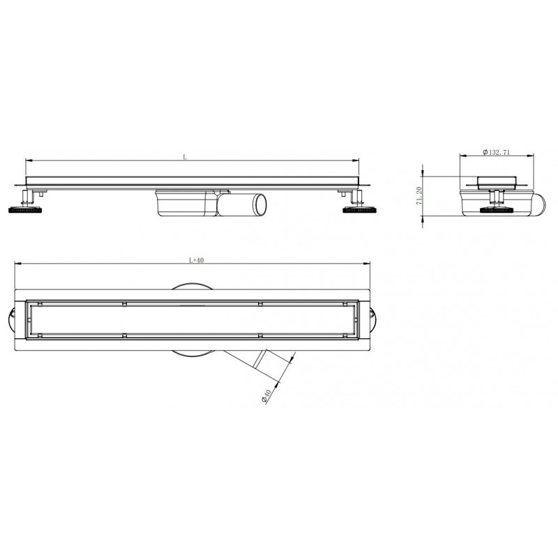 Mexen Flat 360° M33 paslankus linijinis nutekėjimas 50 cm, inox - 1033050-40