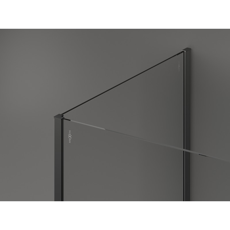 Mexen Kioto dušo sienelė Walk-in 135 x 100 x 40 cm, skaidri, juodo metalo - 800-135-100-221-95-00-040