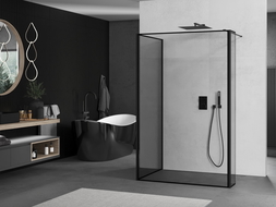 Mexen Kioto Walk-in dušo sienelė 140 x 100 x 40 cm, juodas raštas, juoda - 800-140-100-221-70-70-040