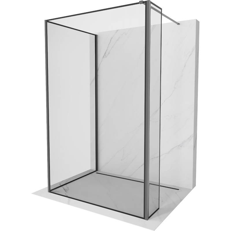 Mexen Kioto dušo siena Walk-in 110 x 70 x 30 cm, juodas raštas, gun metal - 800-110-070-221-95-70-030
