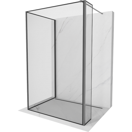 Mexen Kioto dušo siena Walk-in 130 x 100 x 30 cm, juoda rėmelis, gun metal - 800-130-100-221-95-70-030