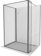 Mexen Kioto dušo siena Walk-in 130 x 100 x 30 cm, juoda rėmelis, gun metal - 800-130-100-221-95-70-030
