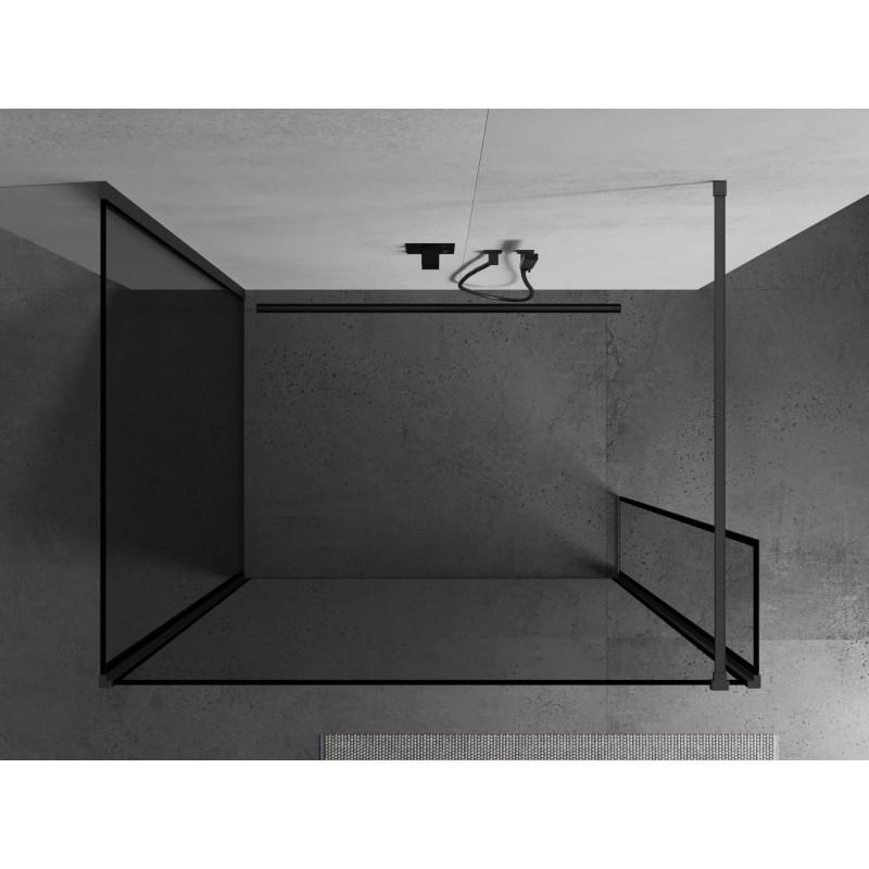 Mexen Kioto dušo siena Walk-in 130 x 100 x 30 cm, juoda rėmelis, gun metal - 800-130-100-221-95-70-030