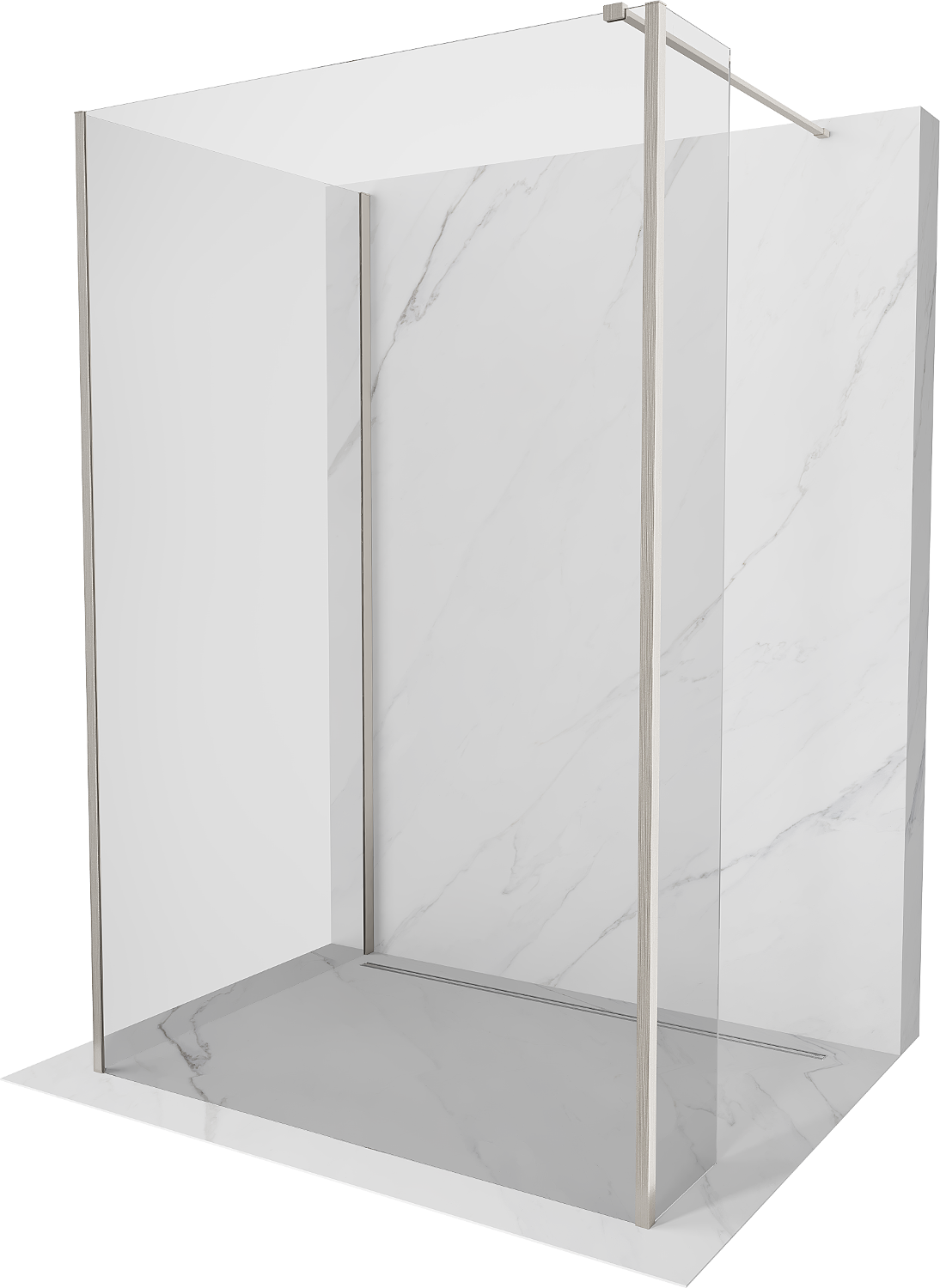 Mexen Kioto Walk-in dušo siena 90 x 80 x 30 cm, skaidri, šlifuotas nikelis - 800-090-080-221-97-00-030