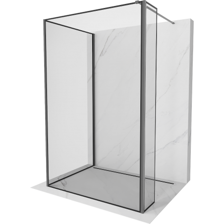 Mexen Kioto Walk-in dušo siena 130 x 110 x 40 cm, juodas raštas, gun metal - 800-130-110-221-95-70-040