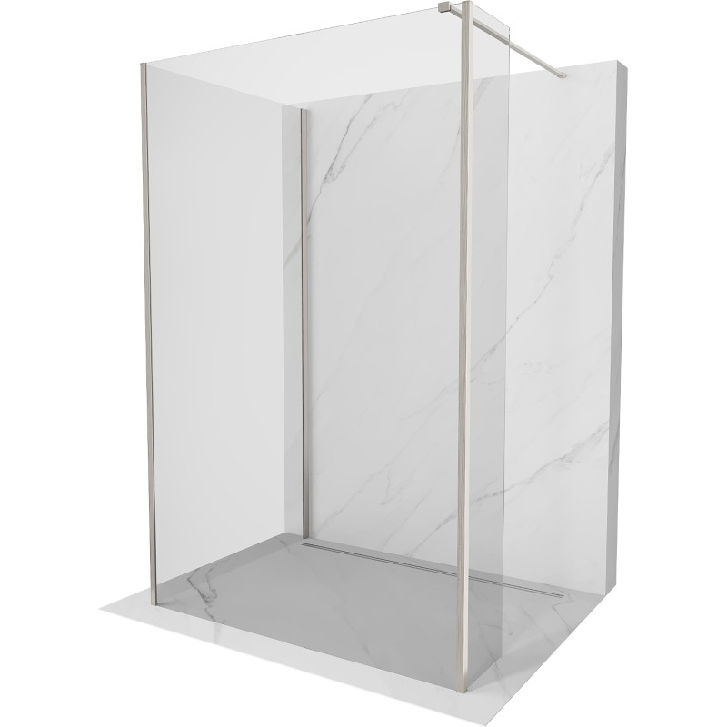 Mexen Kioto Dušo sienelė Walk-in 120 x 90 x 30 cm, skaidri, šlifuotas nikelis - 800-120-090-221-97-00-030
