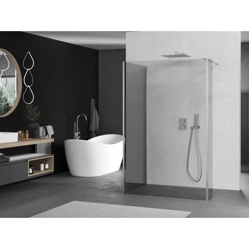 Mexen Kioto Dušo sienelė Walk-in 120 x 90 x 30 cm, skaidri, šlifuotas nikelis - 800-120-090-221-97-00-030