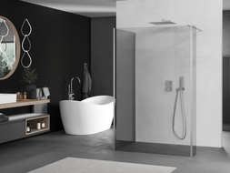 Mexen Kioto Dušo sienelė Walk-in 120 x 90 x 30 cm, skaidri, šlifuotas nikelis - 800-120-090-221-97-00-030