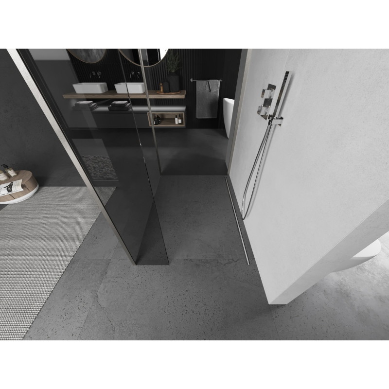Mexen Kioto Dušo sienelė Walk-in 120 x 90 x 30 cm, skaidri, šlifuotas nikelis - 800-120-090-221-97-00-030
