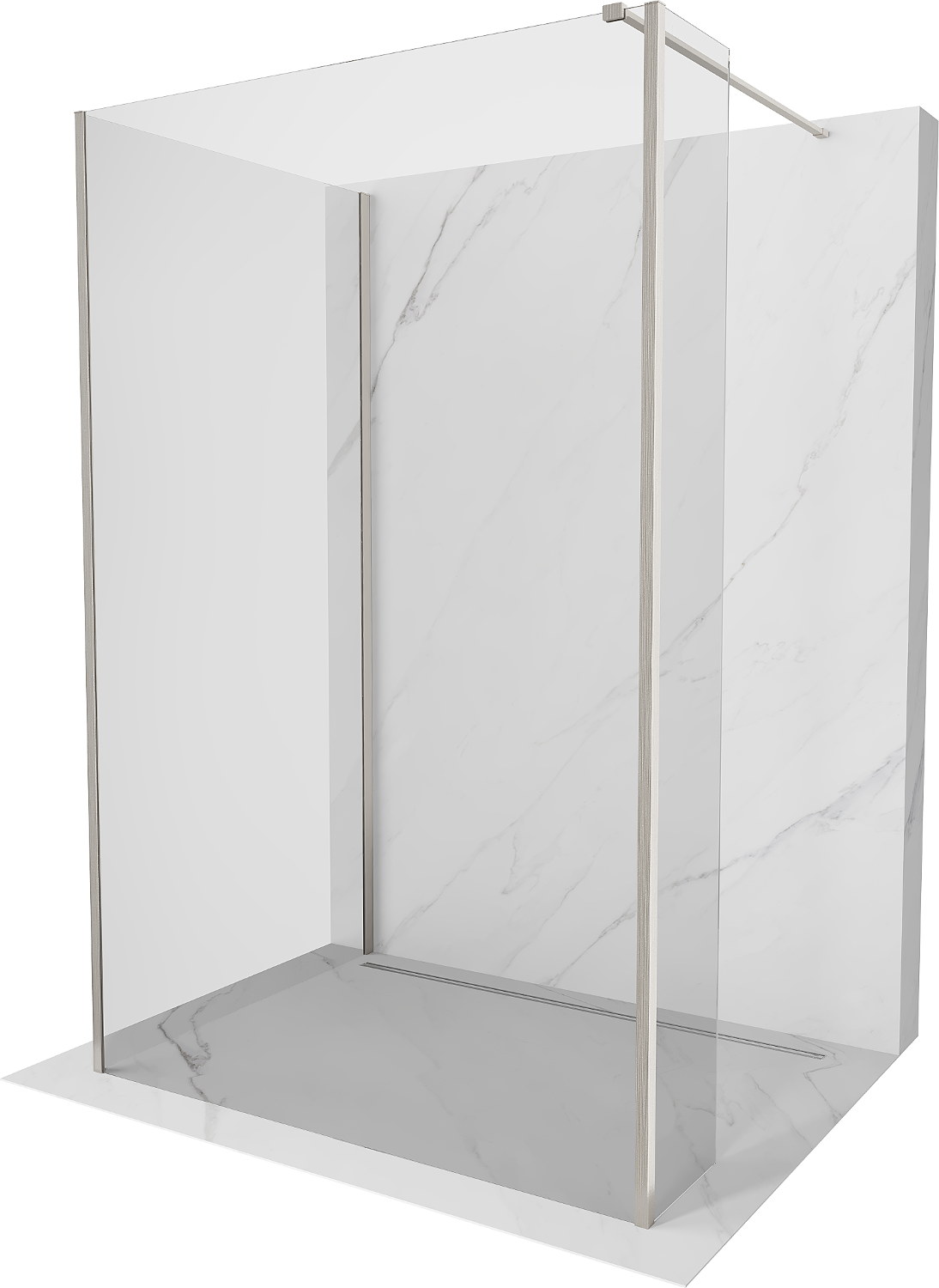 Mexen Kioto Walk-in dušo sienelė 140 x 90 x 30 cm, skaidri, šlifuotas nikelis - 800-140-090-221-97-00-030