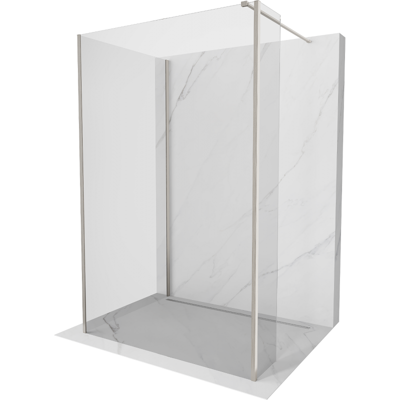Mexen Kioto dušo siena Walk-in 140 x 120 x 30 cm, skaidrus, šepečiu nikelis - 800-140-120-221-97-00-030