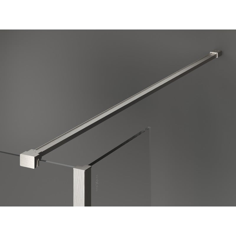 Mexen Kioto dušo sienelė Walk-in 140 x 80 x 40 cm, juodas rėmas, šlifuotas nikelis - 800-140-080-221-97-70-040