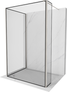 Mexen Kioto Dušo sienelė Walk-in 120 x 110 x 40 cm, juodas rėmelis, šlifuotas nikelis - 800-120-110-221-97-70-040
