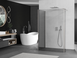 Mexen Kioto Walk-in dušo siena 120 x 120 x 40 cm, skaidrus, šepečiu matinė nikelis - 800-120-120-221-97-00-040