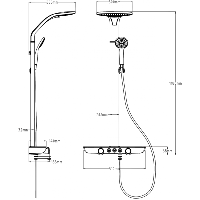 Mexen Blaze išorinis dušo komplektas su lietaus dušu ir maišytuvu, baltas/chromo - 78109-20