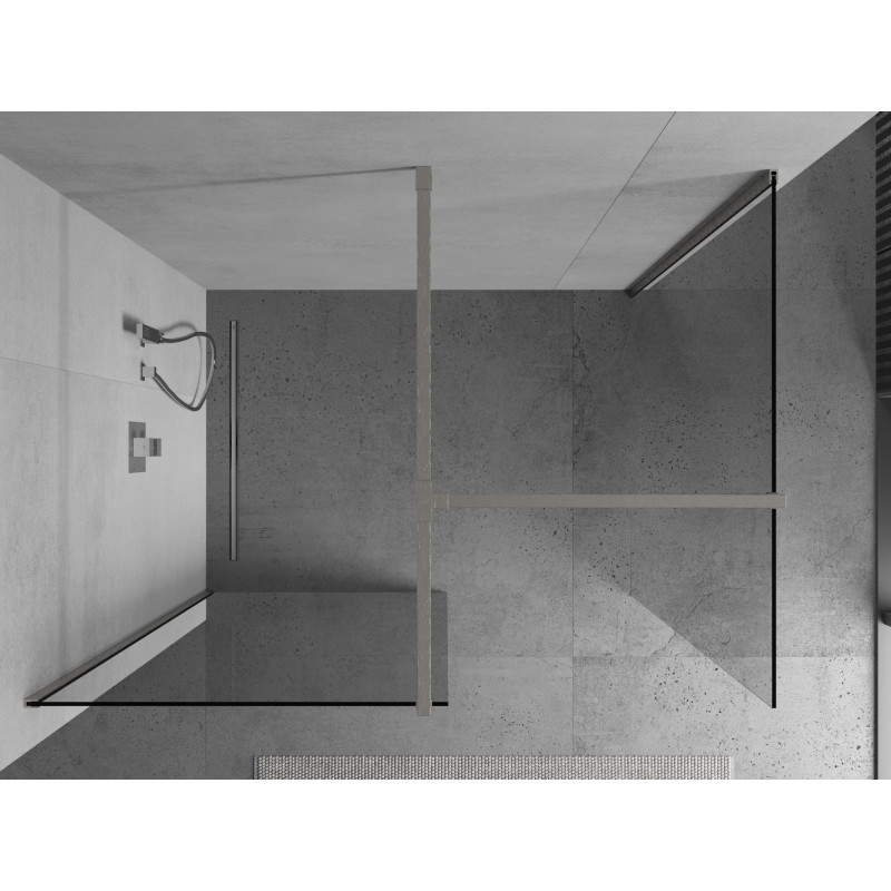 Mexen Kioto Dušo siena Walk-in 100 x 90 cm, permatomas, šepečiuotas nikeliu - 800-100-202-97-00-090