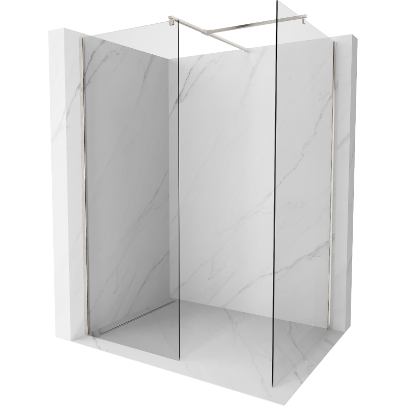 Mexen Kioto dušo siena Walk-in 100 x 100 cm, permatoma, šlifuotas nikelis - 800-100-202-97-00-100