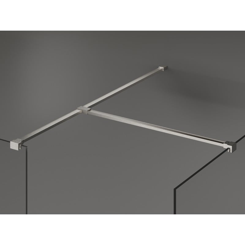 Mexen Kioto dušo siena Walk-in 100 x 100 cm, permatoma, šlifuotas nikelis - 800-100-202-97-00-100