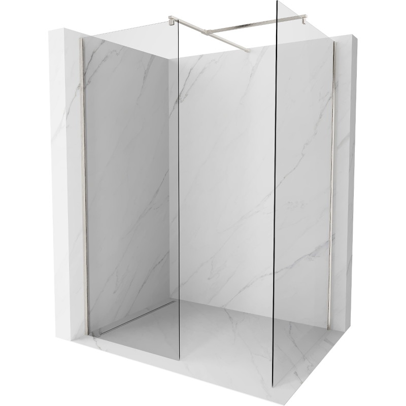 Mexen Kioto Dušo siena Walk-in 120 x 100 cm, skaidri, šlifuotas nikelis - 800-120-202-97-00-100