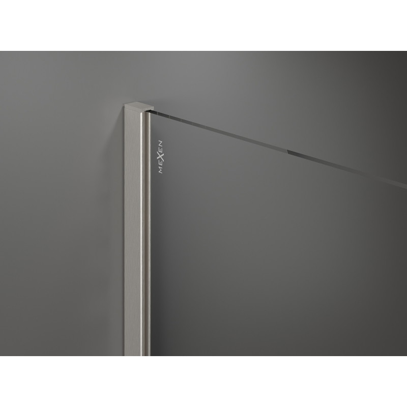 Mexen Kioto Dušo siena Walk-in 120 x 100 cm, skaidri, šlifuotas nikelis - 800-120-202-97-00-100