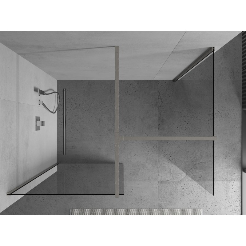 Mexen Kioto dušo sienelė Walk-in 140 x 85 cm, skaidri, šlifuotas nikelis - 800-140-202-97-00-085