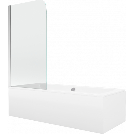 Mexen Cube stačiakampė vonia 170 x 80 cm su apdaila ir 1 sparno uždangalu 75 cm, permatoma, chromuota - 550517080X9007510100