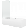 Mexen Cube stačiakampė vonia 170 x 80 cm su apdaila ir vieno sparno pertvara 75 cm, skaidri, chromuota - 550517080X9007510100