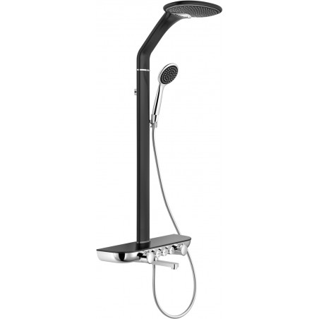 Mexen Blaze antviršinis dušo komplektas su lietaus dušu ir maišytuvu, juodas/chromas - 78109-71