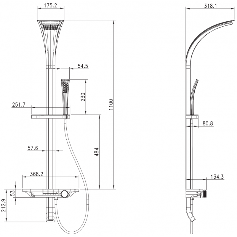 Mexen Sonic paviršinis dušo rinkinys su lietaus dušu ir maišytuvu, baltas - 78110-20