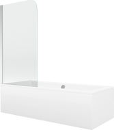 Mexen Cube stačiakampė vonia 170 x 80 cm su apdaila ir vieno sparno pertvara 80 cm, skaidrus, chromas - 550517080X9008010100