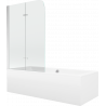 Mexen Cube stačiakampė vonia 170 x 80 cm su apdaila ir dviejų dalių 80 cm sienele, permatoma, chromuota