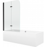 Mexen Cube stačiakampė vonia 170 x 80 cm su apdaila ir dviejų dalių 80 cm pertvara, skaidri, juoda - 550517080X9008027000
