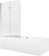 Mexen Cube stačiakampė vonia 170 x 80 cm su apdaila ir 2 sparnų 100 cm širma, permatoma, chromuota - 550517080X9010020100