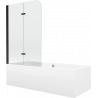 Mexen Cube stačiakampė vonia 170 x 80 cm su apdaila ir 2-durų pertvara 100 cm, skaidri, juoda - 550517080X9010027000