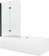 Mexen Cube stačiakampė vonia 170 x 80 cm su apdaila ir 2-durų pertvara 100 cm, skaidri, juoda - 550517080X9010027000