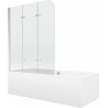 Mexen Cube stačiakampė vonia 170 x 80 cm su apdaila ir 3 dalių pertvara 120 cm, skaidri, chromas - 550517080X9012030100