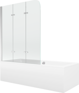 Mexen Cube stačiakampė vonia 170 x 80 cm su apdaila ir 3 dalių pertvara 120 cm, skaidri, chromas - 550517080X9012030100