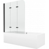 Mexen Cube stačiakampė vonia 170 x 80 cm su apvalkalu ir 3 dalių pertvara 120 cm, skaidri, juoda - 550517080X9012037000