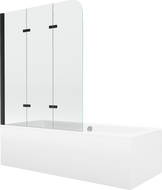 Mexen Cube stačiakampė vonia 170 x 80 cm su apdaila ir 3 dalių širma 120 cm, skaidri, juoda - 550517080X9012037000